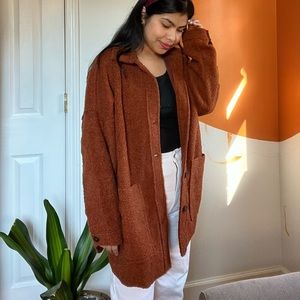 Oversized Teddy Coat in Rust Color